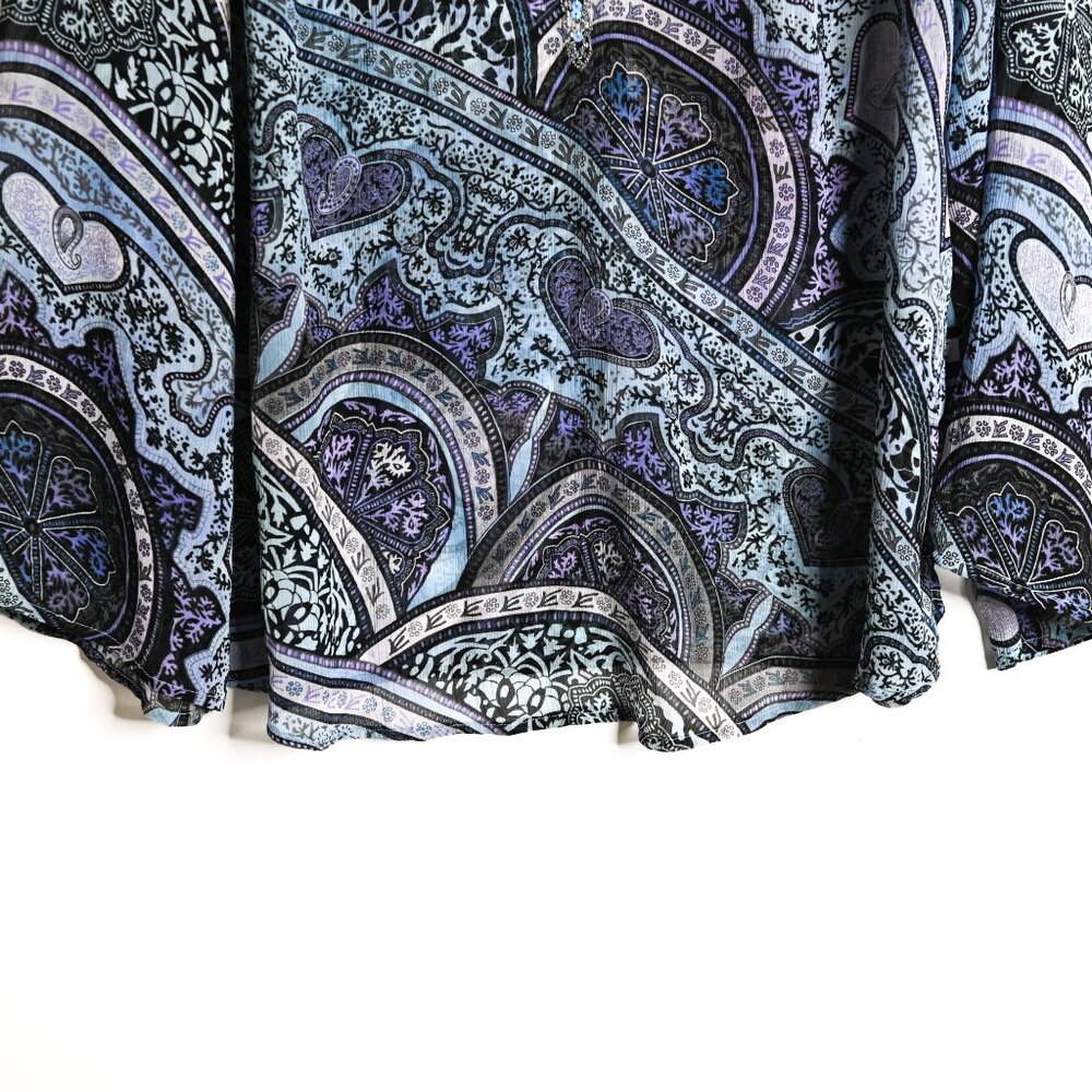 LANE BRYANT Blue and Purple Flowy Blouse with Beading Embellishments - Size 12 - Picture 4 of 10